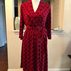 Cute Burgundy Patterned Liz Claiborne Wrap Dress L